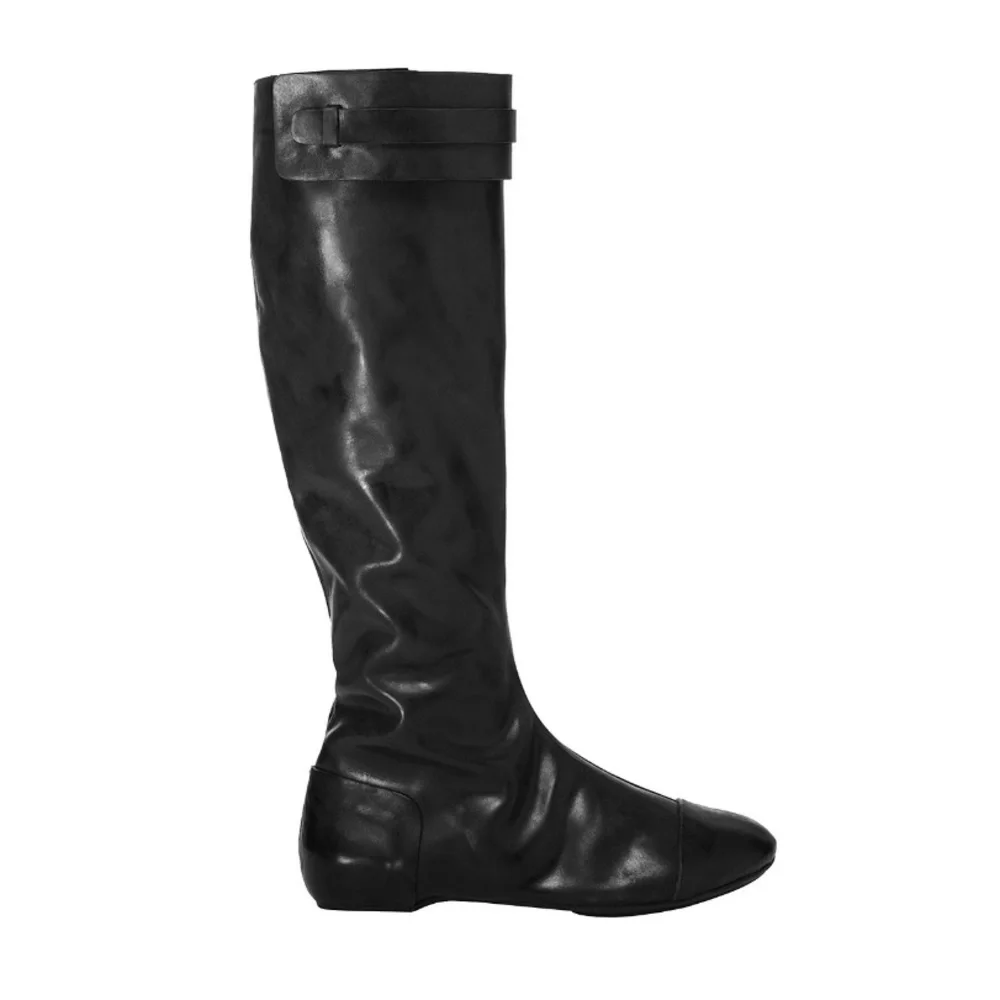 Maxstudio.com Black Draping Leather Boot Women’s Size 6 Fold Over Shaft NEW
